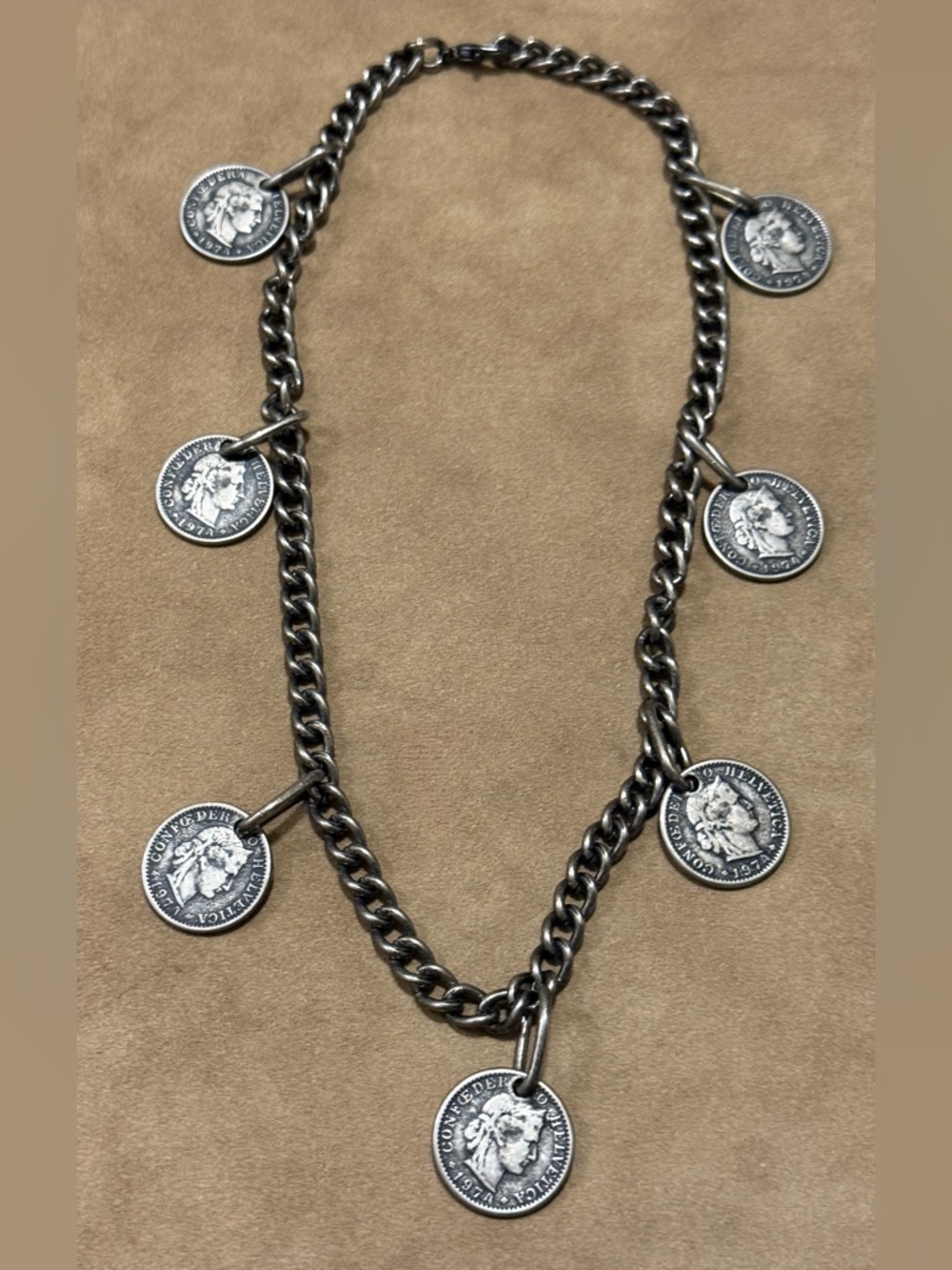Silver Coin Charm Chain Necklace - Women’s Jewelry